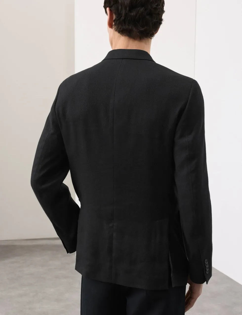 Tailored Fit Italian Linen Blend Double Breasted Blazer