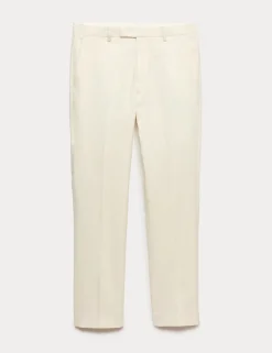 Tailored Fit Italian Performance Linen Blend Suit Trousers