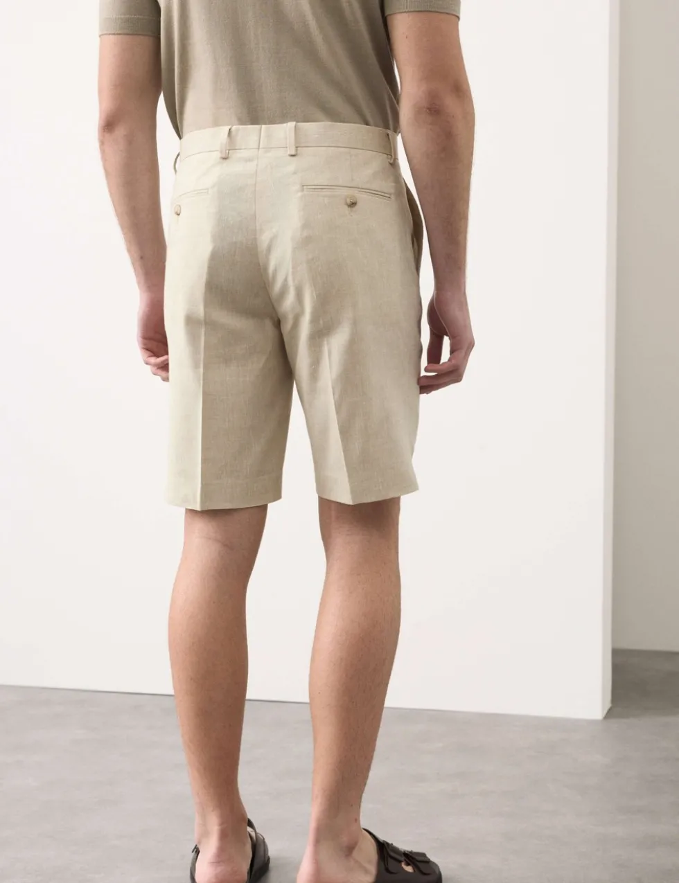 Tailored Fit Italian Performance Linen Blend Suit Shorts