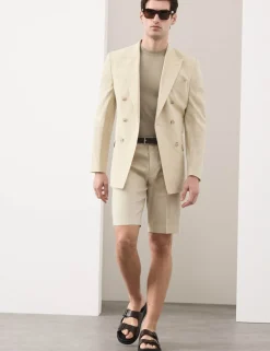Tailored Fit Italian Performance Linen Blend Suit Shorts