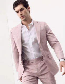 Tailored Fit Italian Performance Linen Blend Suit Jacket