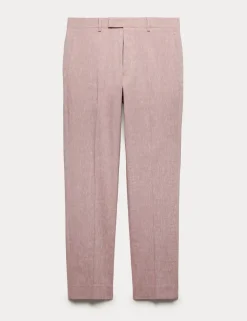 Tailored Fit Italian Performance Linen Blend Suit Trousers