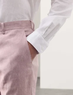 Tailored Fit Italian Performance Linen Blend Suit Trousers