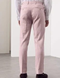 Tailored Fit Italian Performance Linen Blend Suit Trousers