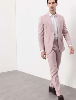 Tailored Fit Italian Performance Linen Blend Suit Trousers