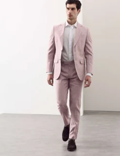 Tailored Fit Italian Performance Linen Blend Suit Trousers