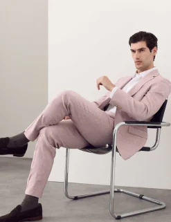 Tailored Fit Italian Performance Linen Blend Suit Trousers
