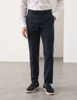 Tailored Fit Italian Performance Linen Blend Suit Trousers