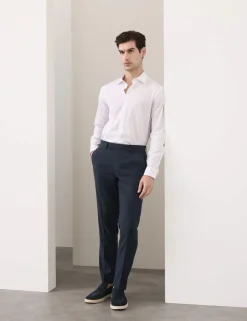 Tailored Fit Italian Performance Linen Blend Suit Trousers
