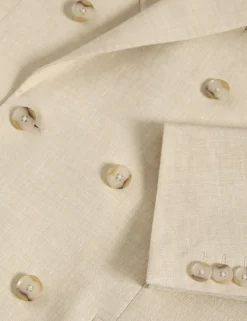 Tailored Fit Italian Performance Linen Blend Double Breasted Suit Jacket