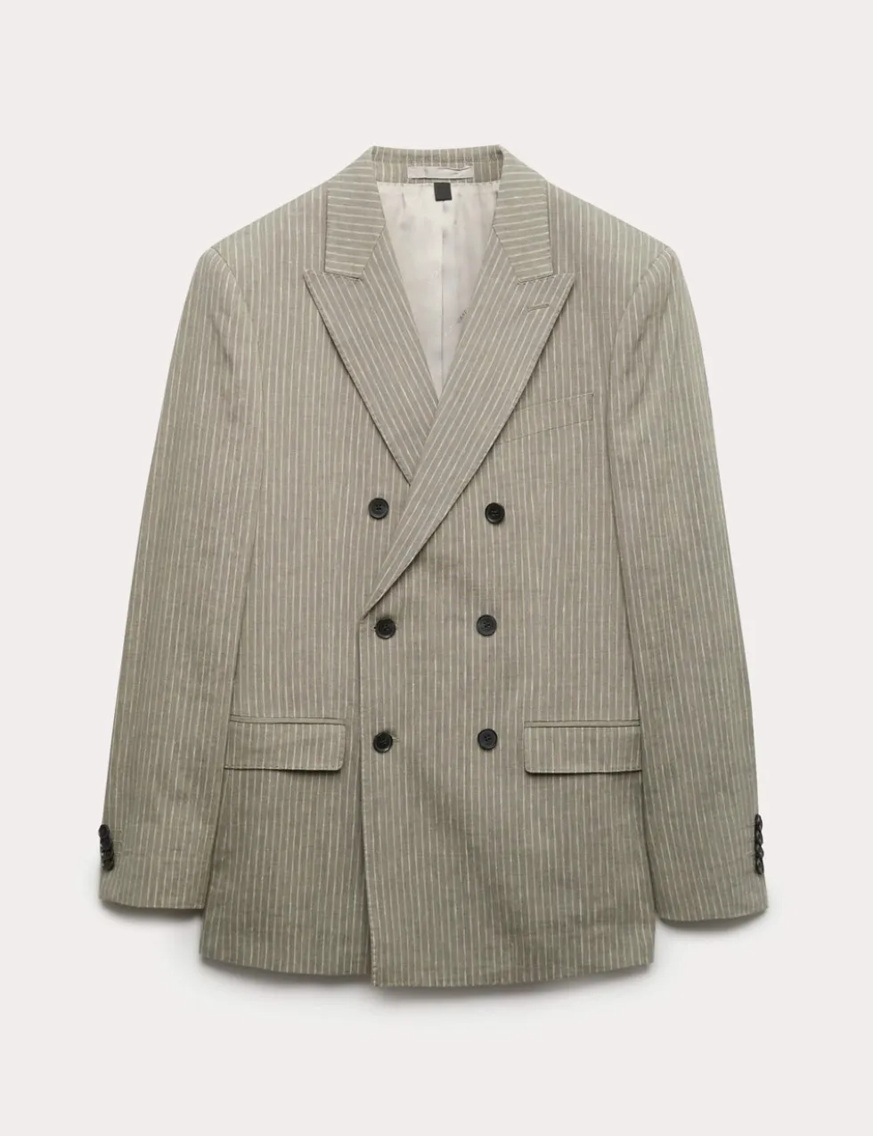 Tailored Fit Italian Performance Linen Blend Pinstripe Suit Jacket