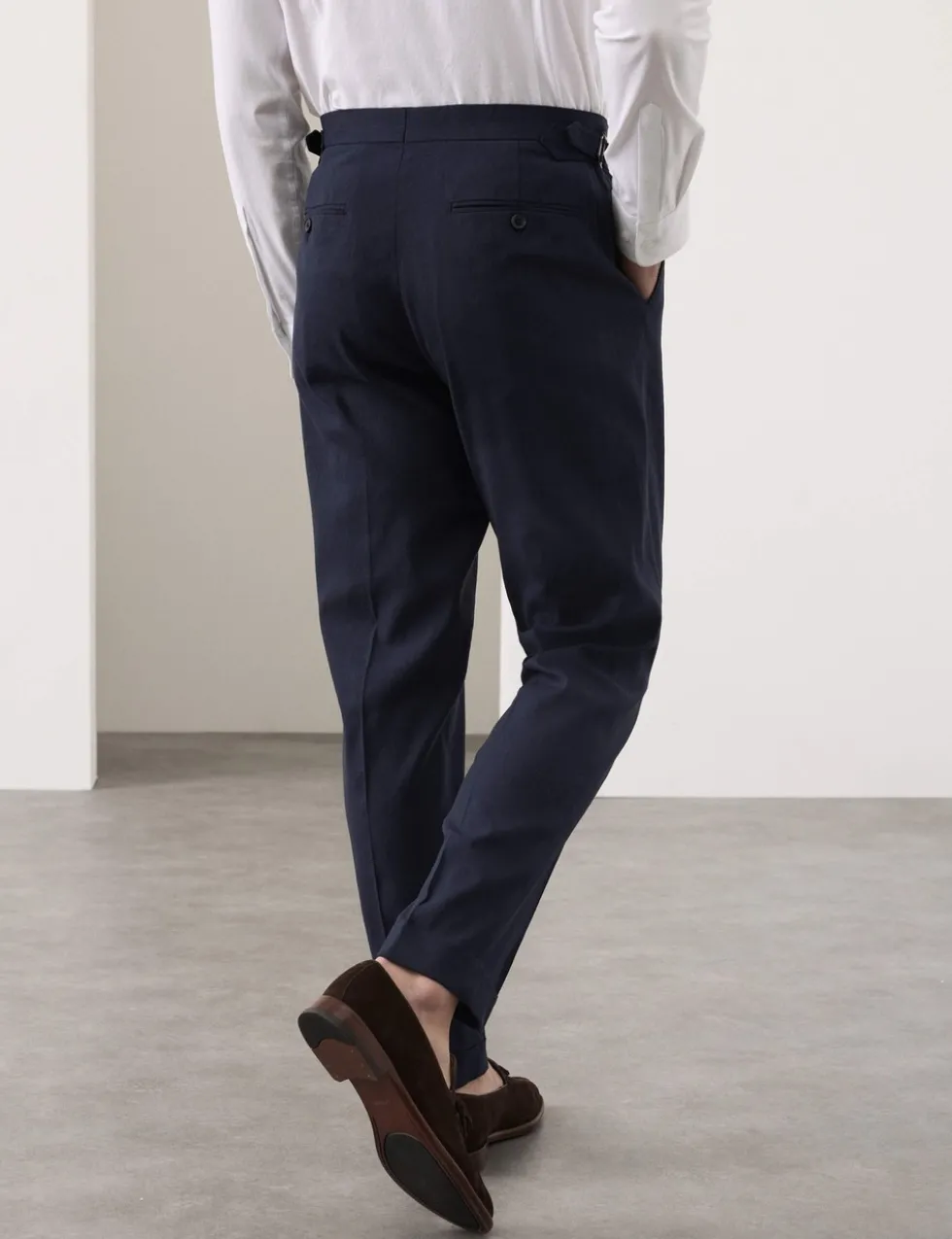 Tailored Fit Italian Performance Linen Blend Suit Trousers
