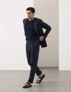 Tailored Fit Italian Performance Linen Blend Suit Trousers