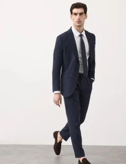 Tailored Fit Italian Performance Linen Blend Suit Trousers