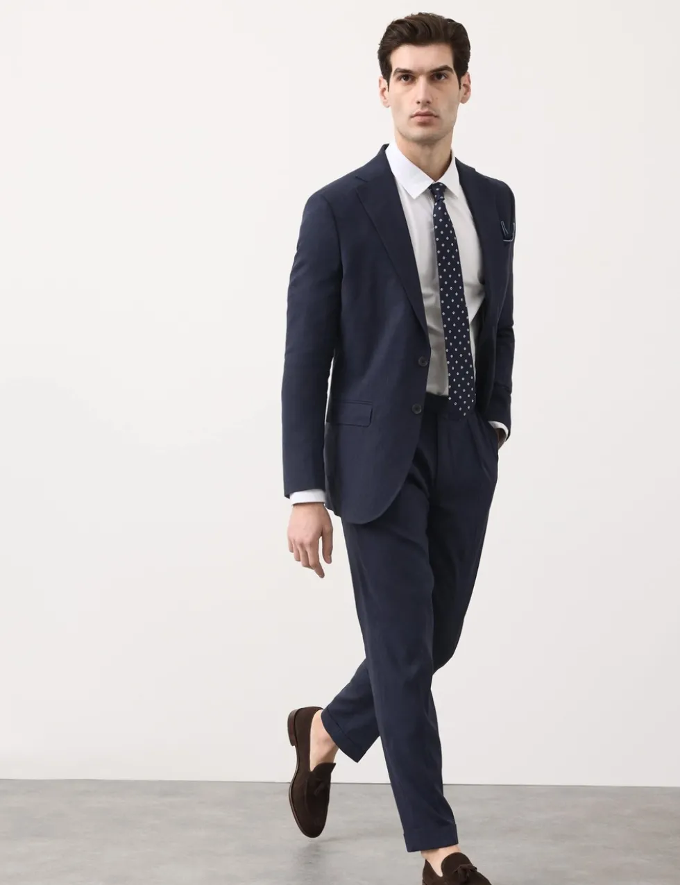 Tailored Fit Italian Performance Linen Blend Suit Trousers