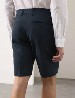 Tailored Fit Italian Performance Linen Blend Suit Shorts