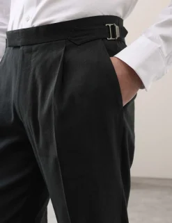 Tailored Fit Italian Performance Linen Blend Suit Trousers