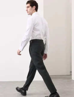 Tailored Fit Italian Performance Linen Blend Suit Trousers