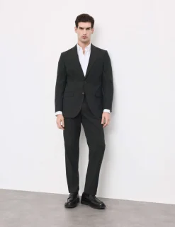 Tailored Fit Italian Performance Linen Blend Suit Trousers