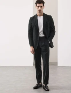 Tailored Fit Italian Performance Linen Blend Suit Trousers