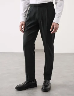 Tailored Fit Italian Performance Linen Blend Suit Trousers