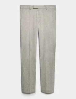 Tailored Fit Italian Performance Linen Blend Suit Trousers