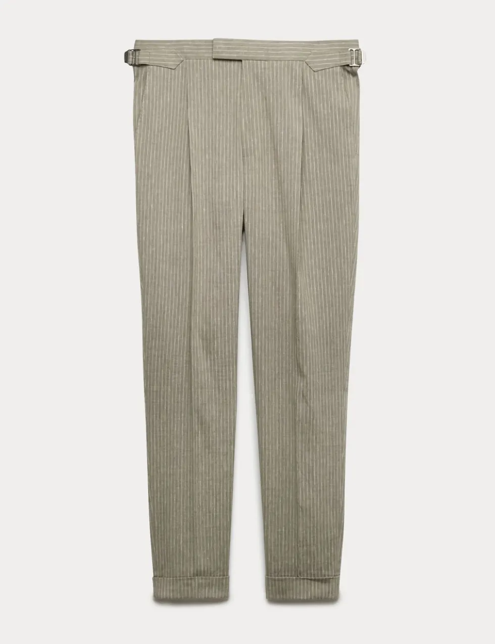 Tailored Fit Italian Performance Linen Blend Pinstripe Suit Trousers