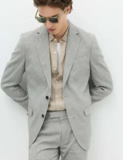 Tailored Fit Italian Performance Linen Blend Suit Jacket