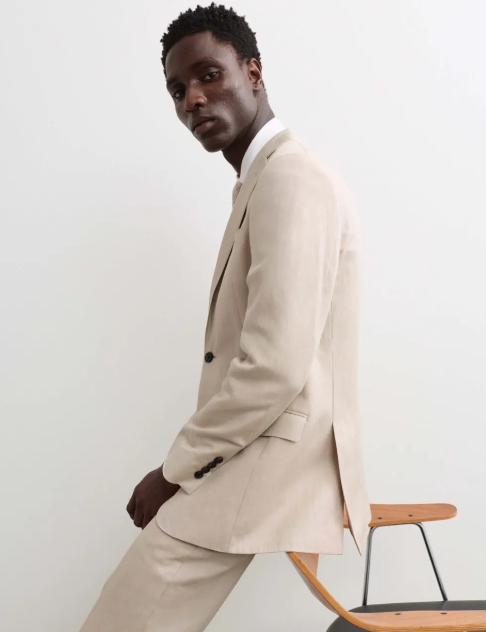 Tailored Fit Italian Silk & Linen Suit Jacket