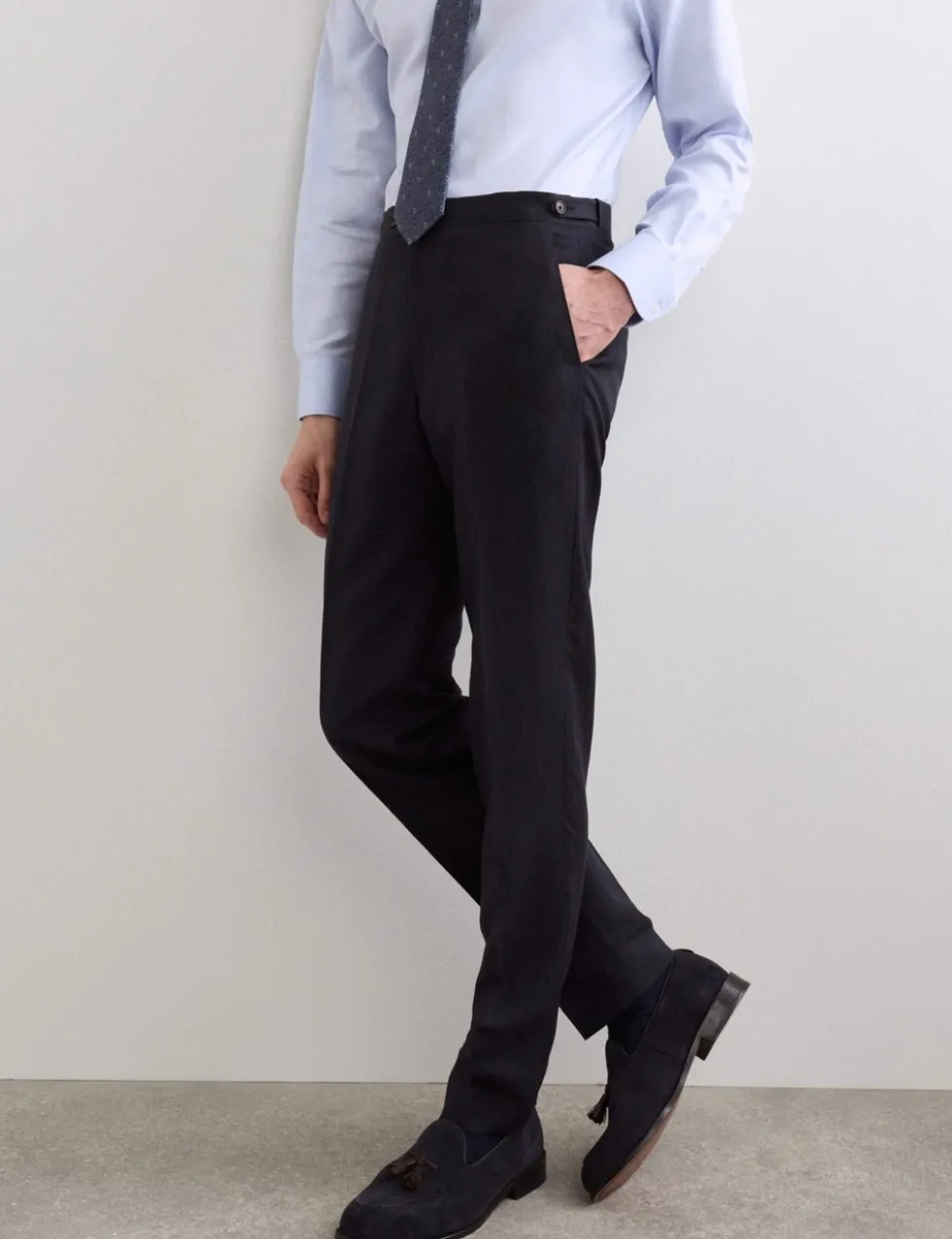Tailored Fit Italian Silk & Linen Suit Trousers