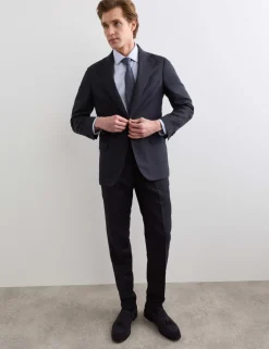 Tailored Fit Italian Silk & Linen Suit Trousers