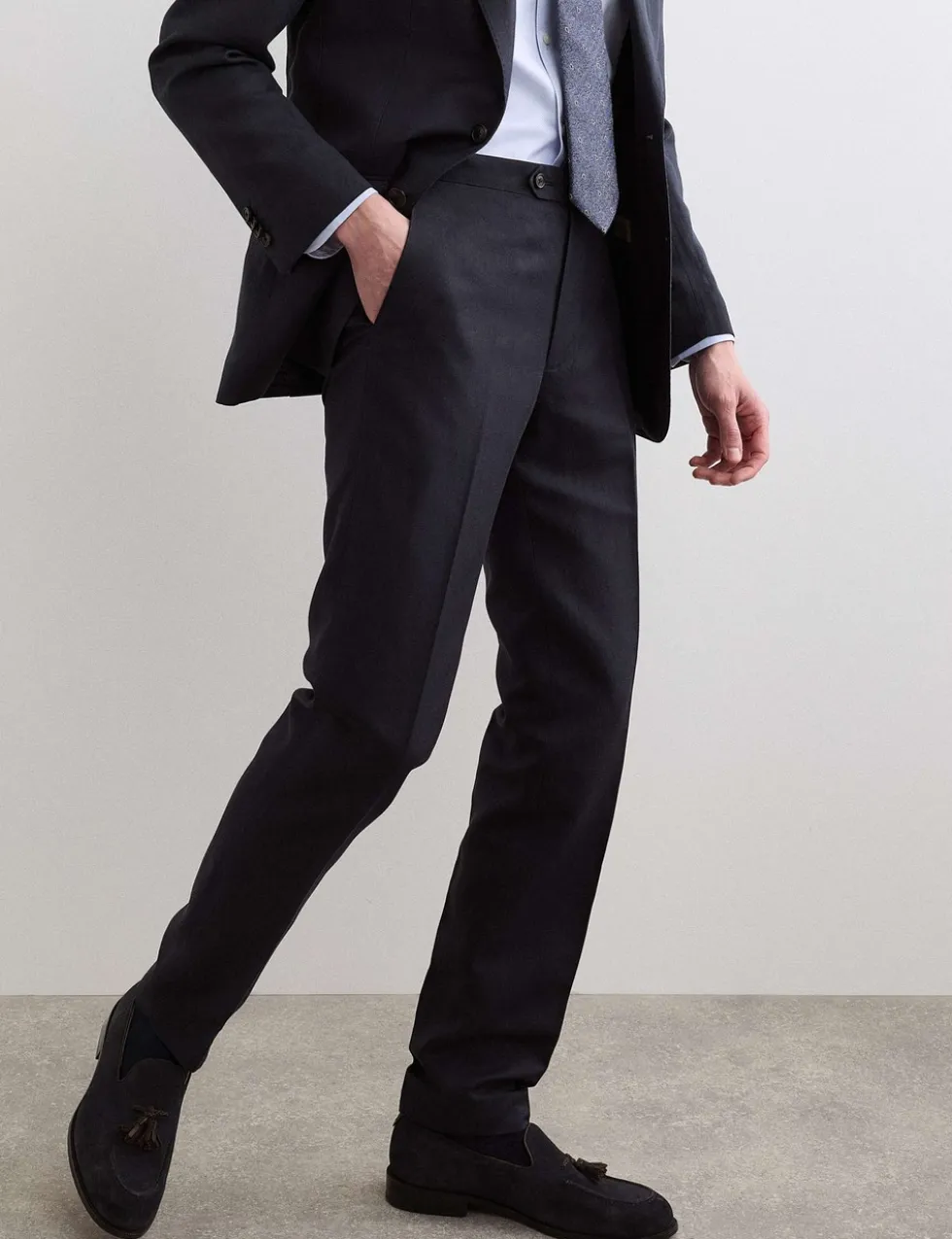 Tailored Fit Italian Silk & Linen Suit Trousers