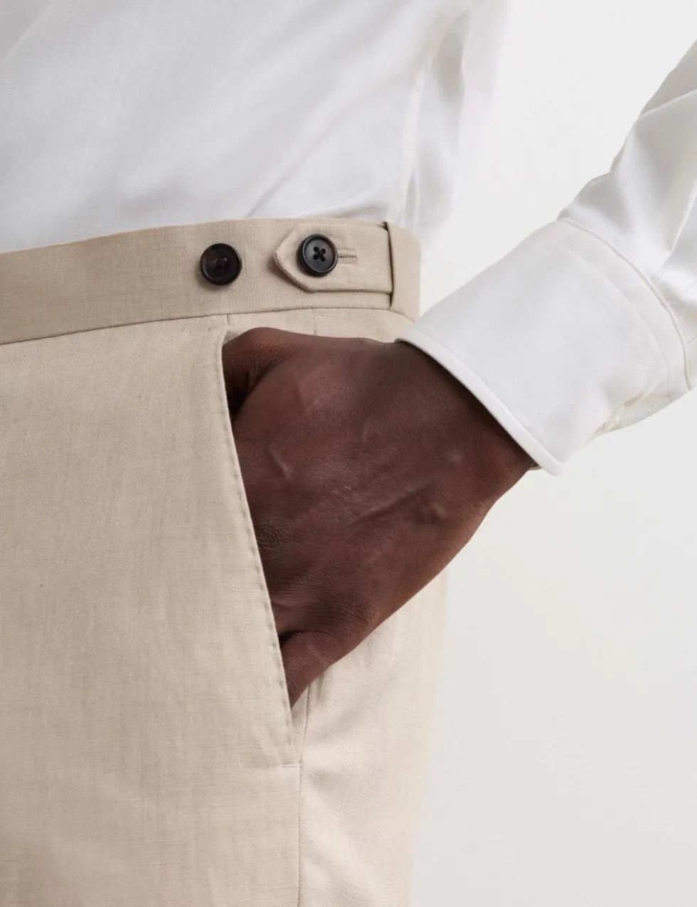 Tailored Fit Italian Silk & Linen Suit Trousers