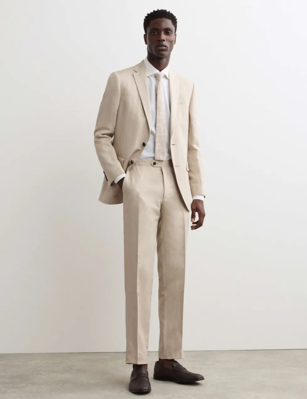 Tailored Fit Italian Silk & Linen Suit Trousers