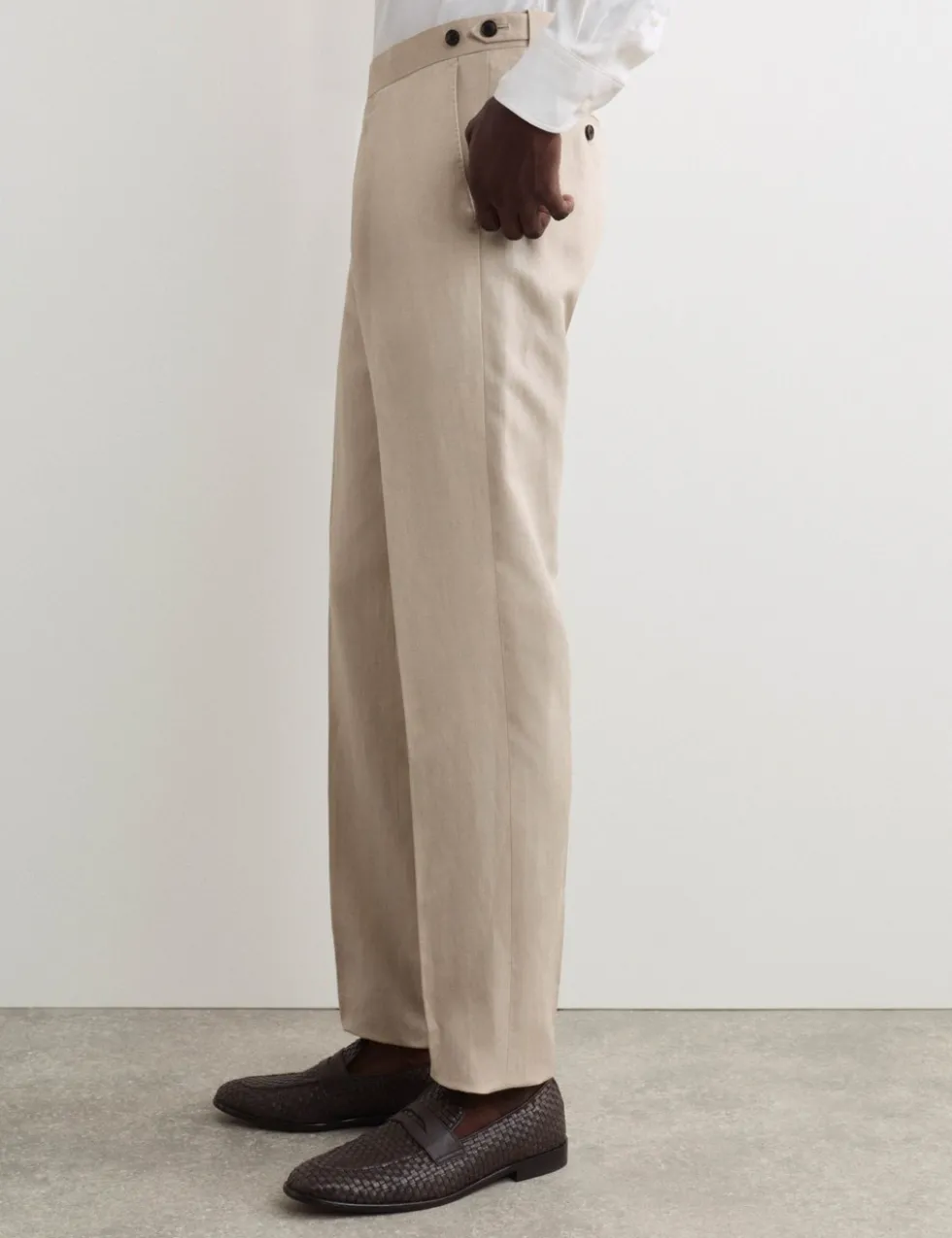 Tailored Fit Italian Silk & Linen Suit Trousers