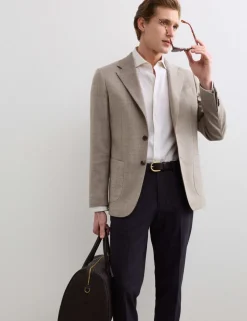 Tailored Fit Italian Wool Rich Blazer with Silk