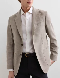 Tailored Fit Italian Wool Rich Blazer with Silk