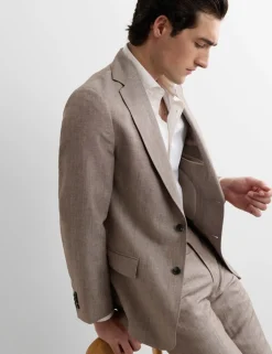 Tailored Fit Italian Wool Linen Blend Suit Jacket