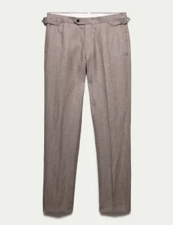 Tailored Fit Italian Wool Linen Blend Suit Trousers
