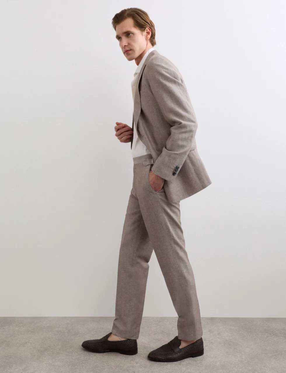 Tailored Fit Italian Wool Linen Blend Suit Trousers