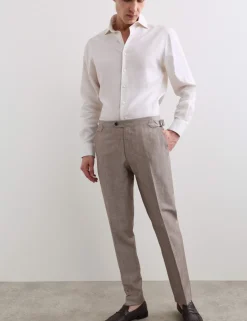 Tailored Fit Italian Wool Linen Blend Suit Trousers
