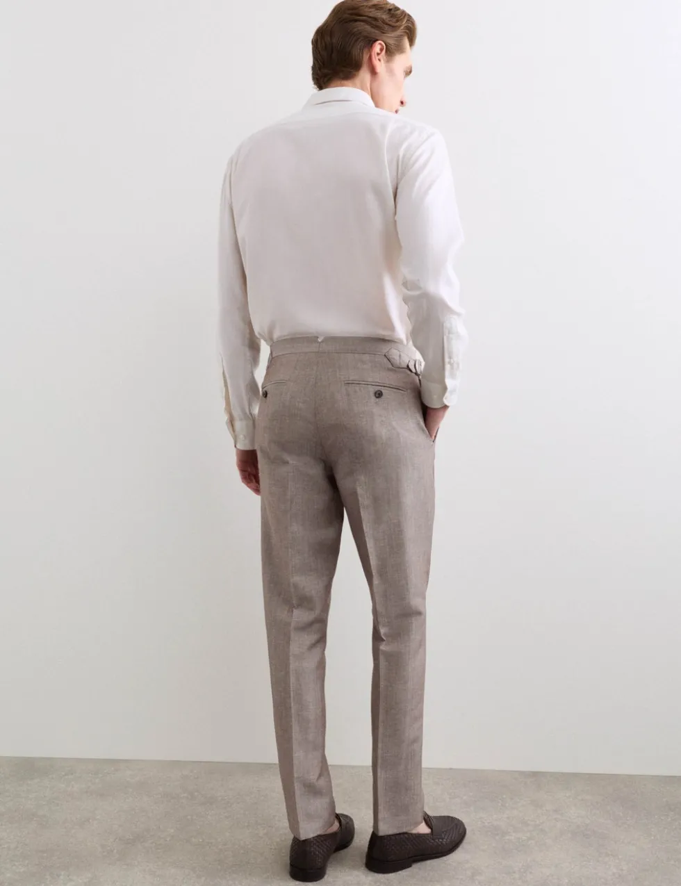 Tailored Fit Italian Wool Linen Blend Suit Trousers