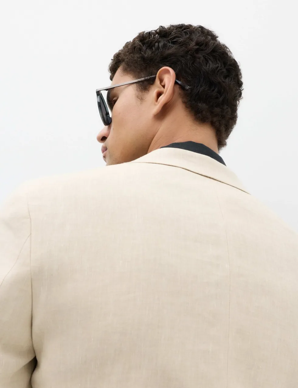 Tailored Fit Linen Cotton Blend Herringbone Blazer