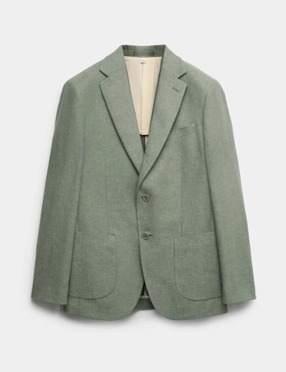 Tailored Fit Linen Cotton Blend Herringbone Blazer