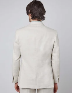 Tailored Fit Linen Double Breasted Suit Jacket
