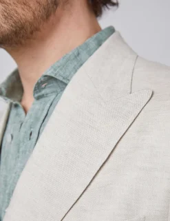 Tailored Fit Linen Double Breasted Suit Jacket