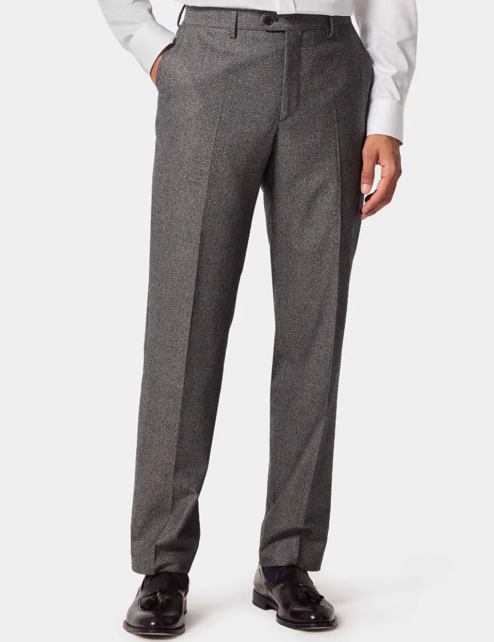Tailored Fit Pure Wool Herringbone Trousers