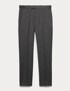 Tailored Fit Pure Wool Twill Suit Trousers