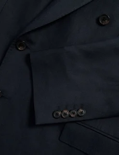 Tailored Fit Silk & Linen Blend Double Breasted Suit Jacket