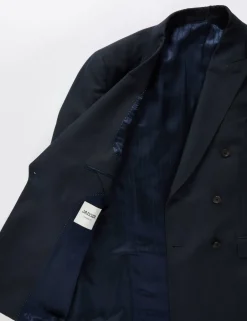 Tailored Fit Silk & Linen Blend Double Breasted Suit Jacket